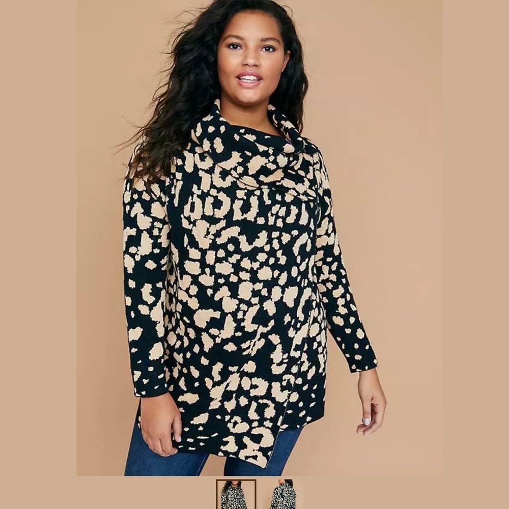 LB LEOPARD JACQUARD WRAP WITH ASYMMETRIC FRONT HEM